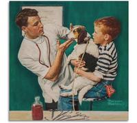 Orjdjz Wxkbl Norman Rockwell Canvas Prints《the Veterinarian》Painting Modern Wall Art Norman Rockwell Poster for Bathroom Wall Decor Picture 40x40cm Unframed