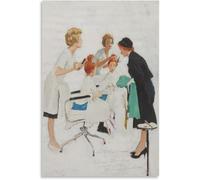 Orjdjz Wxkbl Norman Rockwell Poster《First Trip to The Beauty Shop》Wall Art Norman Rockwell Prints Classic Canvas Painting for Home Picture Decor 40x55cm No Frame
