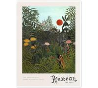 Orjdjz Wxkbl The Setting Sun by Henri Rousseau Poster and Prints Landscape Canvas Wall Art Retro Painting Henri Rousseau Picture for Home Decor 40x50cm Frameless