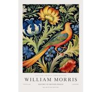 Orjdjz Wxkbl Vintage William Morris Canvas Prints Hummingbird Poster Sparrow Flower Wall Art William Morris Bird Plant Painting for Home Decor 30x40cm Frameless