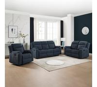 Orka 1+2+3 Seater Fabric Manual Recliner Sofa Set More4Homes Blue One Size