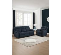 Orka 1+3 Seater Fabric Manual Recliner Sofa Set More4Homes Blue One Size