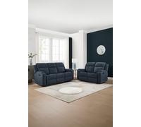 Orka 2+3 Seater Fabric Manual Recliner Sofa Set More4Homes Blue One Size