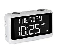 ORKA Talking Clock, Voice Recordable Medication Pill Reminder Alarm Clock for Dementia, Blind or Visually impaired Seniors-Digital Day with Multiple Customized Alarms & 8'' Large Display, White