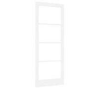 ORKDAL Interior Door White Primed 83 x 211 cm Solid Pine Wood with Tempered Glass, Multi-Use, DIY Assembly, Modern Design for Bedroom and Living Room