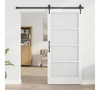 ORKDAL Interior Door White Primed 93 x 202 cm, Solid Pine Wood with Clear Glass, Versatile Interior Door for Bedroom Living Room, DIY Assembly, Durable and Stylish