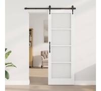 ORKDAL Interior Door, White Primed, Solid Pine Wood, 73.5 x 211 cm, with Glass Elements, Durable, for Bedroom, Living Room