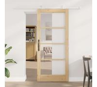 ORKDAL Natural Sliding Door, 86 x 198.5 cm, Solid Pine and Glass, Quiet Sliding Mechanism, Indoor for Living Room, Bedroom, Kitchen, Garage, Durable, Modern Design