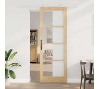 Orkdal Sliding Door, Natural, 83 x 232 cm, Solid Pine & Glass, Quiet Sliding Function, Durable, for Indoors, Home, Living Room