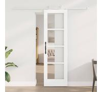 ORKDAL Sliding Door, White, 61 x 198.5 cm, Solid Pine and Glass, Interior Door with Quiet Rail, Modern Design, Durable, Flexible for Living Room and Bedroom