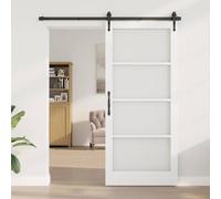 ORKDAL White Primed Interior Door 93 x 211 cm Solid Pine Wood with Tempered Glass, Versatile for Bedroom, Living Room, DIY Assembly, Durable, Good Privacy