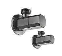 ORKDFJ Gray Brass Angle Valve 1/2x1/2 Compact Bathroom Non Slip Grip Under Sink Water Control Tap(Gray Two pcs)