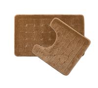 Emma Barclay Orkney - Crosshatch 2 Pc Bath Set in Beige - Mat 45x75cm/ Pedestal 45x45cm