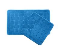 Emma Barclay Orkney - Crosshatch 2 Pc Bath Set in Blue - Mat 45x75cm/ Pedestal 45x45cm