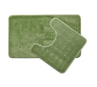 Emma Barclay Orkney - Crosshatch 2 Pc Bath Set in Sage Green - Mat 45x75cm/ Pedestal 45x45cm