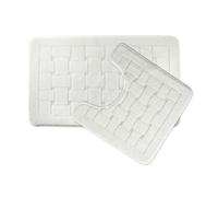 Emma Barclay Orkney - Crosshatch 2 Pc Bath Set in White - Mat 45x75cm/ Pedestal 45x45cm