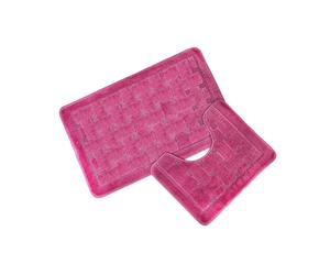 Orkney Dusky Pink Bath Mat and Pedestal Set
