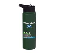 Orkney Islands Puffin Colony on Sea Cliffs Scotland Flag Stainless Steel Insulated Water Bottle