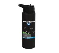 Orkney Islands Puffin Colony on Sea Cliffs Scotland Holiday Stainless Steel Insulated Water Bottle
