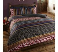 DE CAMA Luxury Indian Ethnic Print Single Duvet Quilt Cover Bedding Set Orkney Multi, Cotton and Polyester, Multicoloured