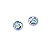 Orkney Scottish Oasis Blue Green Enamel Dainty Sterling Silver Stud Earrings