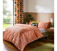 Orla Kiely Bedding - Block Garden Orange Sorbet 100% Cotton Duvet Cover Set 200 Thread Count (Double Duvet Cover Set: 200cm x 200cm)