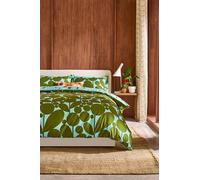Orla Kiely Bedding - Bubble Flower Aqua Seagrass 100% Cotton Duvet Cover Set 200 Thread Count (King Size Duvet Cover Set: 230cm x 220cm)