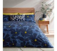 Orla Kiely Bedding - Wildflower Indigo 100% Cotton Duvet Cover Set 200 Thread Count (Single Duvet Cover Set: 137cm x 200cm)