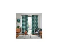 Orla Kiely Jade Block Stem Pair of Lined Eyelet Curtains