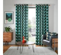Orla Kiely Block Stem Jade Lined Eyelet CurtainsCurtain Size: Width 228cm (90") x Drop 228cm (90")