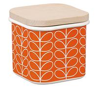 Orla Kiely | Enamel Storage Jar | Persimmon | Linear Stem Design