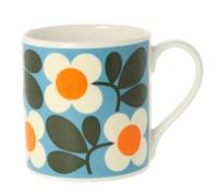 Orla Kiely Floret Turquoise Quite Big Mug 350ml - Bone China