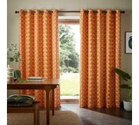 Orla Kiely Linear Stem Burnt Orange Lined Eyelet Curtains (117cm x 137cm (46" x 54"))