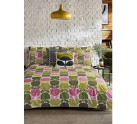 Orla Kiely Multi Block Stem 100% Cotton Percale 200 Thread Count Duvet Cover Set Brown