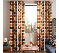 Orla Kiely Multi Stem Auburn Lined Eyelet CurtainsCurtain Size: Width 228cm (90") x Drop 183cm (72")