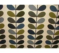 Orla Kiely Multi Stem Moss Designer Cotton Curtain Fabric - Sold by The Metre