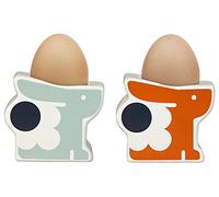Orla Kiely Set of 2 Bonnie Bunny Boxed Egg Cups Persimmon / Duck Egg Blue