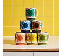 Orla Kiely Set of 2 Stacking Mugs Atomic Flower Bubblegum & Basil Gift Boxed