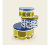 Orla Kiely Set of 3 Nesting Cake Tins Retro Flower Designs - Dandelion / Sky