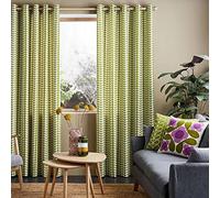 Orla Kiely Soild Stem Pear Green Lined Eyelet Curtains (168cm x 229cm (66'' x 90''))