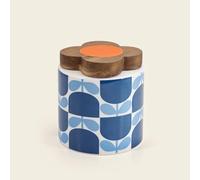 Orla Kiely Storage Jar with Wooden Lid Block Flower Design in Navy