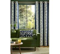 Orla Kiely Sycamore Stripe Pair of Lined Eyelet Curtains Navy