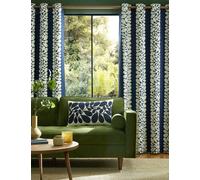 Orla Kiely Sycamore Stripe Pure Cotton Eyelet Curtains Blue Mix
