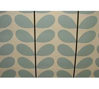Orla Kiely Two Colour Stem Powder Blue Designer Cotton Curtain Fabric - Sold By The Metre