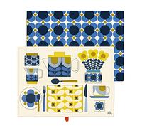 Orla Kiely Vase Flower Print Set of 2 Tea Towels for Kitchen Blue/Multi 100% Cotton