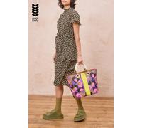 Orla Kiely Women's Statement Tote Bag in Retro Print with Leather Handles in Purple Orla Kiely Purple