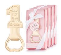 Orlabno 12 Packs 1st Birthday Party Favor and Souvenir Bottle Opener - Perfect Return Gifts for Guest and Decorations for Baby's First Birthday Party (12, Pink)