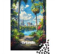Orlando Cityscape Jigsaw Puzzle 1000 Pieces, Vintage Architecture Destination, 1000 Pieces for Adults, Travel Gift for Puzzle Lovers, Paper Board, 38x26cm/1000pcs