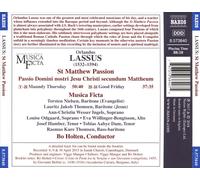 ORLANDO DI LASSO - ST. MATTHEW PASSION NEW CD