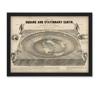 Orlando Ferguson Vintage Map of the Square and Stationary Earth Flat Earth Artwork Framed Wall Art Print A4 Artery8 Black One Size